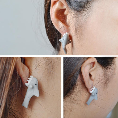 New 100% Handmade Polymer Clay Cute Shark Earrings Ear Stud jewelry brincos Free Ship x 1Pair - What's Really Dope