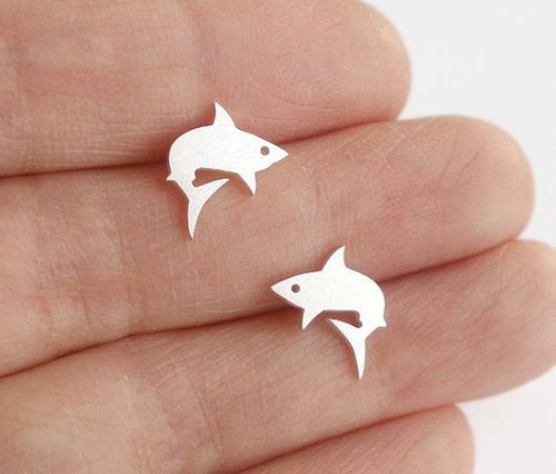 1pcs dropshipping New Arrival  Cute Tiny Silver Plated Stud Earrings Animal shark earring Jewelry for Women Girls Gift SanLan - What's Really Dope