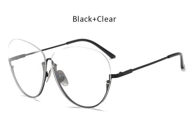 TSHING Men Women Big Glasses Frame Fashion Oversized Rimless Optical Eyeglasses For Ladies Female Clear Lens Eye Glasses - What's Really Dope