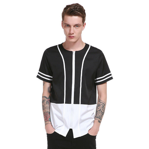 2017 Summer Men's Cotton T-shirt Short Sleeve Crew Round Neck Zipper Cardigan T Shirt Fashion Casual Slim Fit Tee Top Streetwear - What's Really Dope