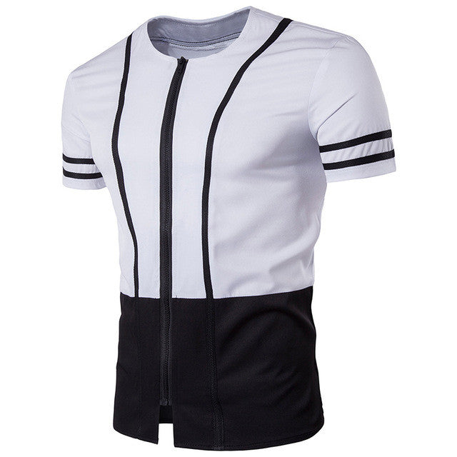 2017 Summer Men's Cotton T-shirt Short Sleeve Crew Round Neck Zipper Cardigan T Shirt Fashion Casual Slim Fit Tee Top Streetwear - What's Really Dope